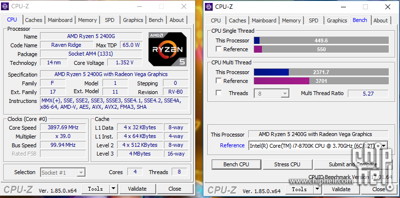 跑下cpuz,对比8700k,这性价比真的打的牙膏厂蛋疼啊
