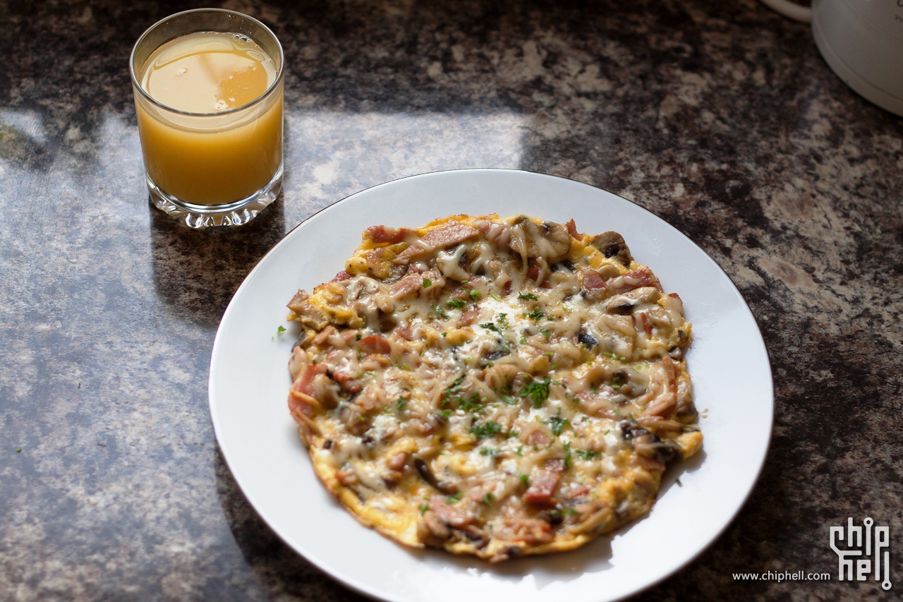 西餐爱尔兰培根蘑菇早餐蛋饼baconmushroomomelette