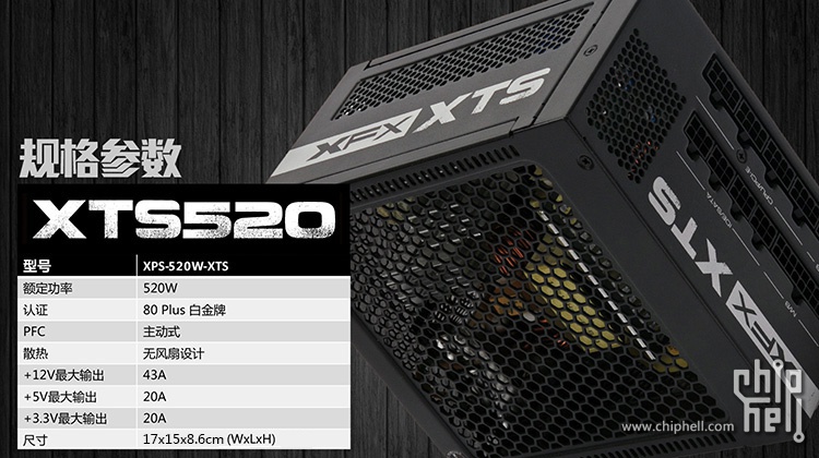 讯景 XFX XTS-520 白金 Fanless无风扇电源开箱&装机