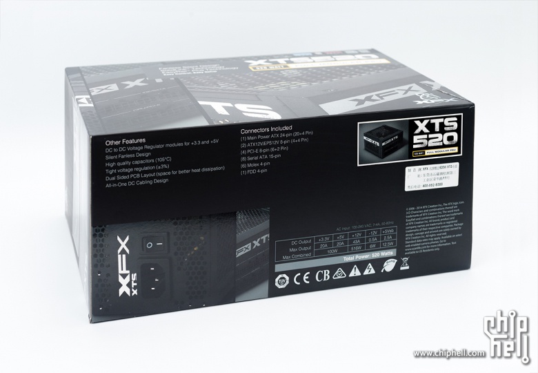 讯景 XFX XTS-520 白金 Fanless无风扇电源开箱&装机