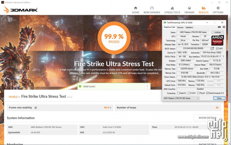 如此稳定的亮机卡,3DMark压力测试通过