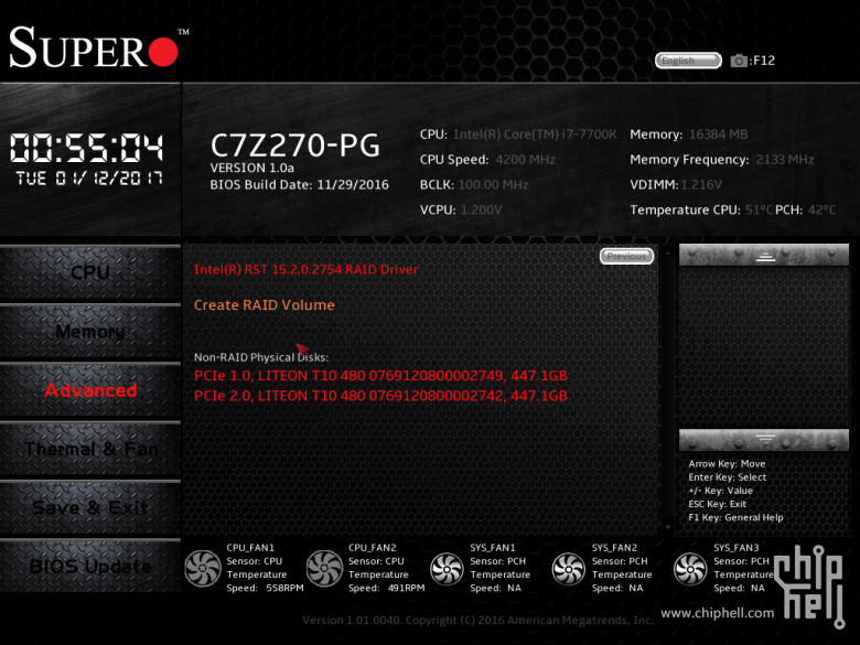 超微C7Z270-PG/建兴T10 480G开箱&PCIe SSD R0尝鲜