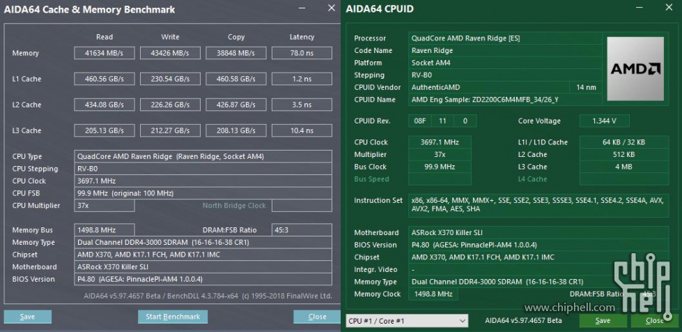ES版ryzen apu 2200GE小测