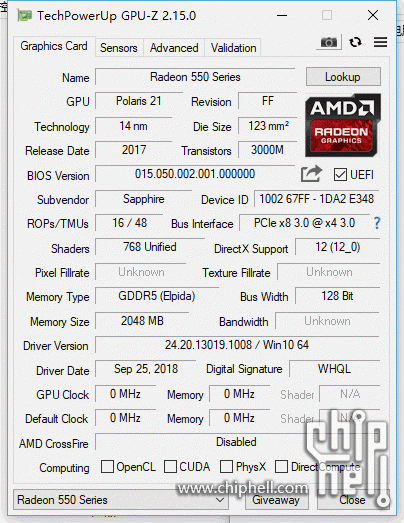 这张rx 550开核了,有768sp