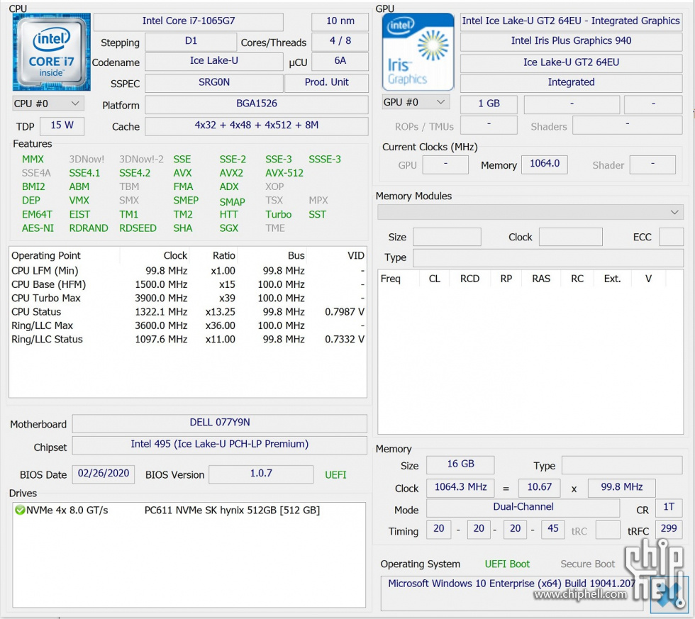 intel ice lake i7-1065g7 视频硬解效能测试 更新hwinfo