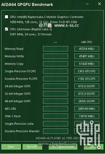 i9 13900 8p   16e aida64 GPGPU benchmark.JPG