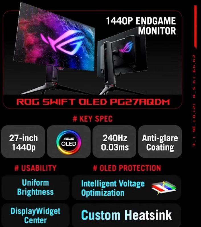 华硕 ROG Swift OLED PG27AQDM 显示器发布，搭载 27 英寸 1440p 240Hz 屏-3.jpg