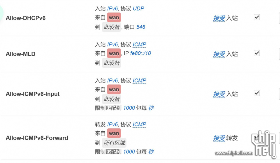 openwrt 自带的防火墙规则