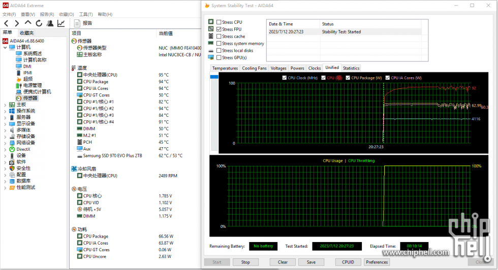 Intel_NUC11_测试_AIDA64_FPU_win下_开AVX512_新机箱_睿频4.1GHz@ 94度 66-67w 室温29度.PNG