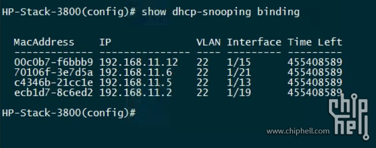 捕获 show dhcp-snooping binding.JPG