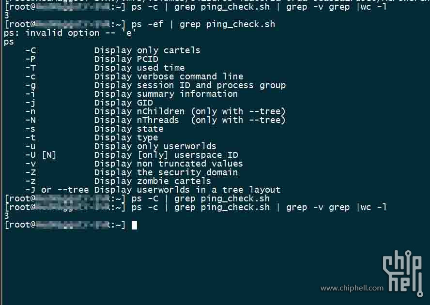 捕获ps -ef grep ping_check.JPG