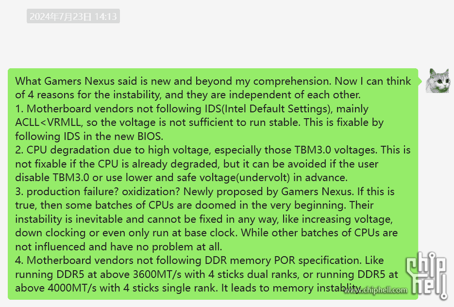 [转载] 个人对于英特尔13代14代不稳定问题的信息归纳和想法 - 电脑讨论(新) - Chiphell - 分享与交流用户体验